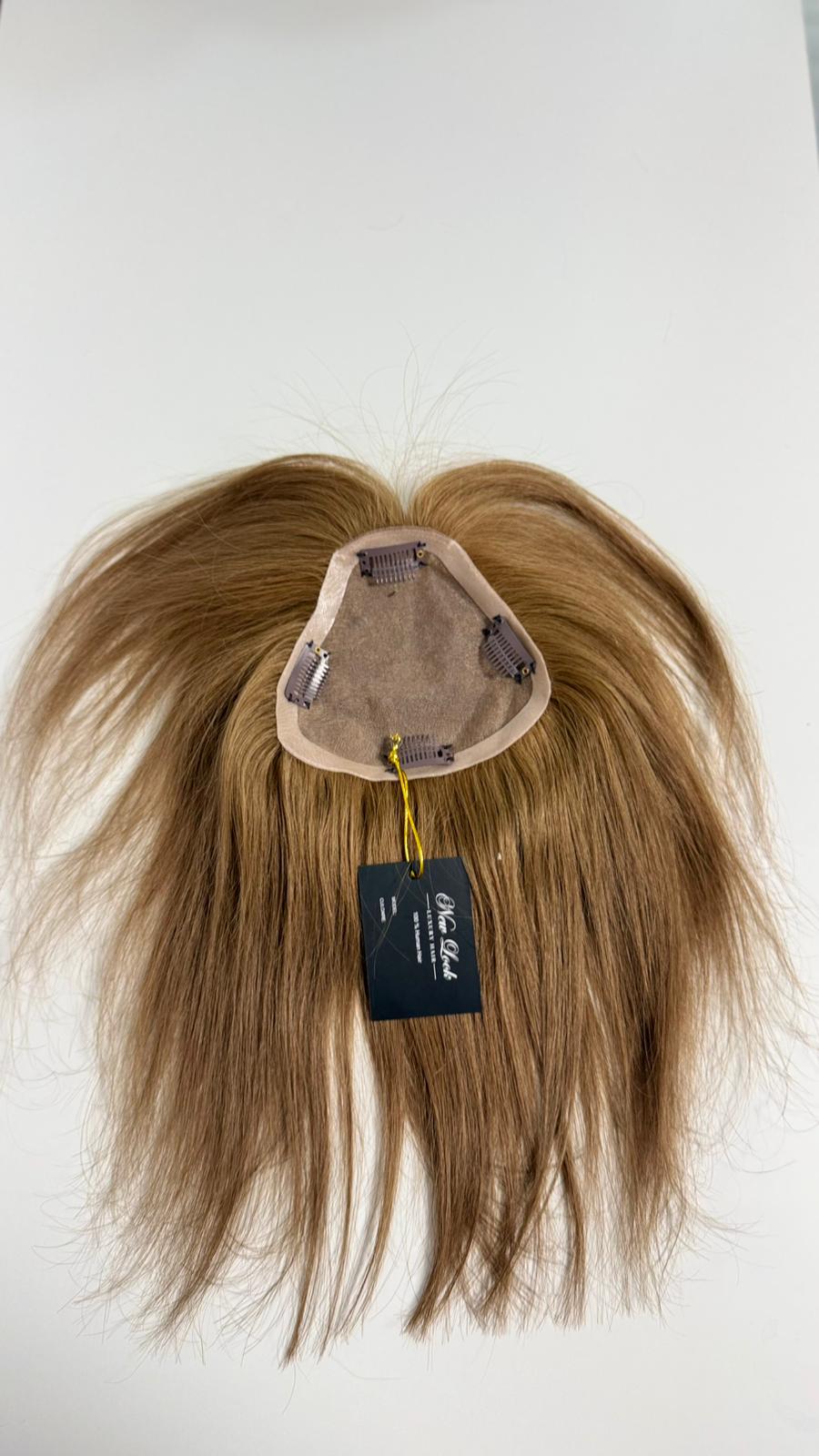 Topper Premium Păr 100% Natural – Șaten Auriu cu Bază Realistă (Mono + PU)