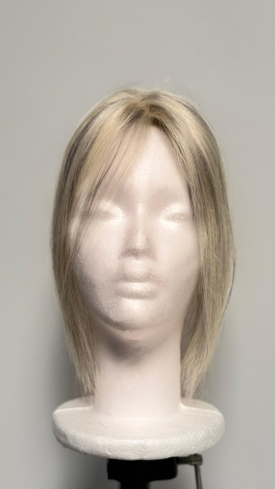 Topper Premium din Păr 100% Natural – Blond Cenușiu cu Rădăcină (Rooted Blonde)