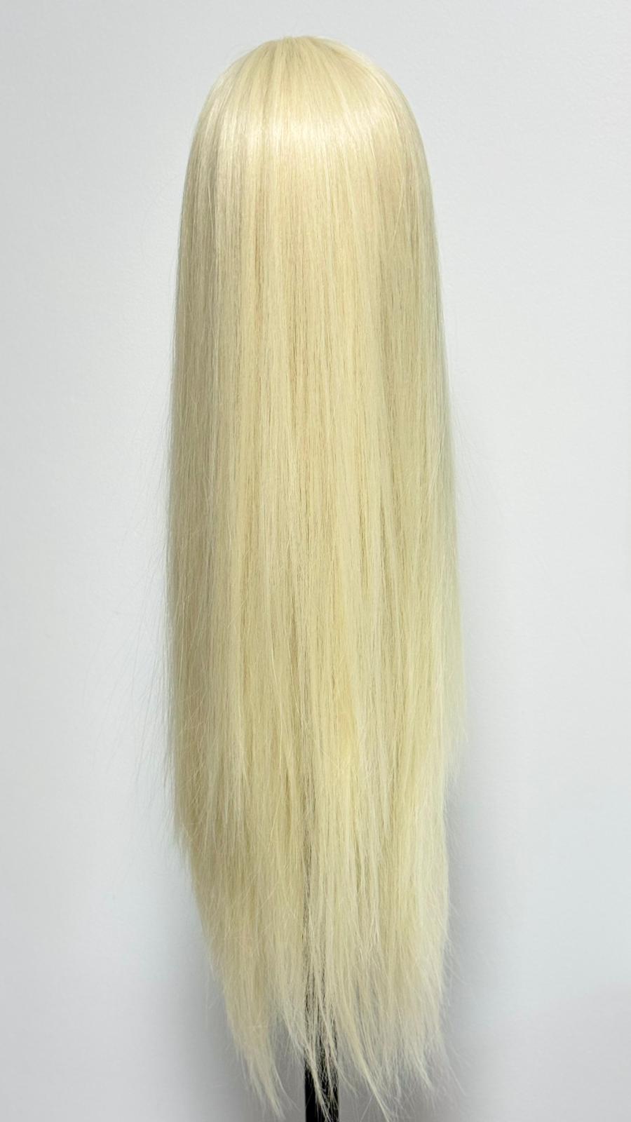 Perucă Sintetică "Ice Queen" – Blond Platinat, Extra Lungă și Dreaptă