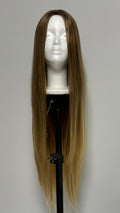 Perucă Sintetică "Golden Hour" – Blond Auriu Ombre, Extra Lungă și Dreaptă