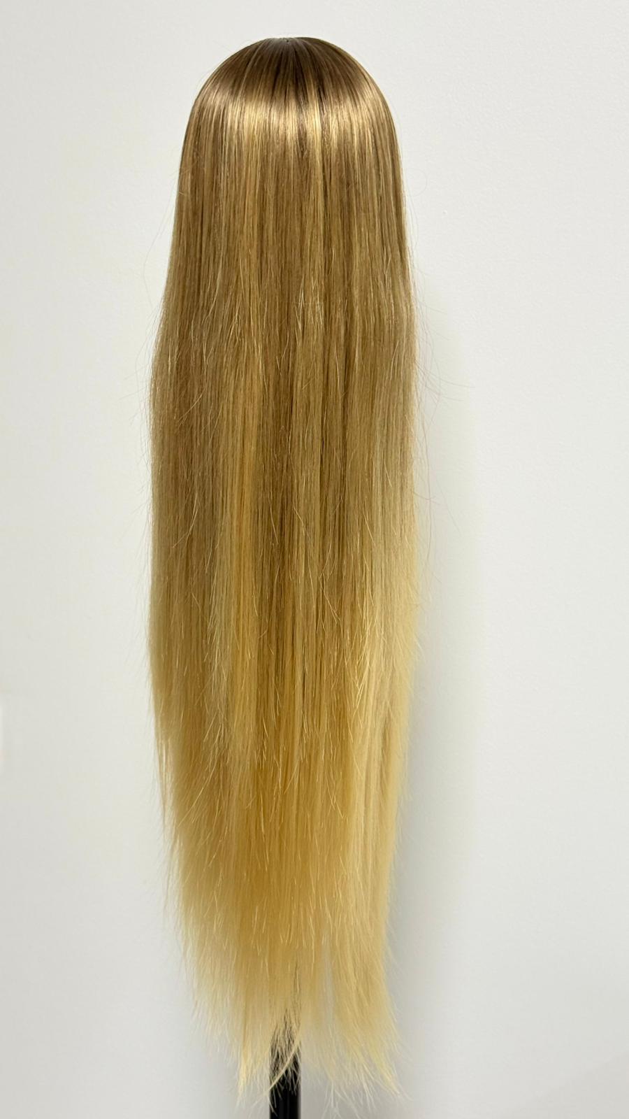 Perucă Sintetică "Golden Hour" – Blond Auriu Ombre, Extra Lungă și Dreaptă