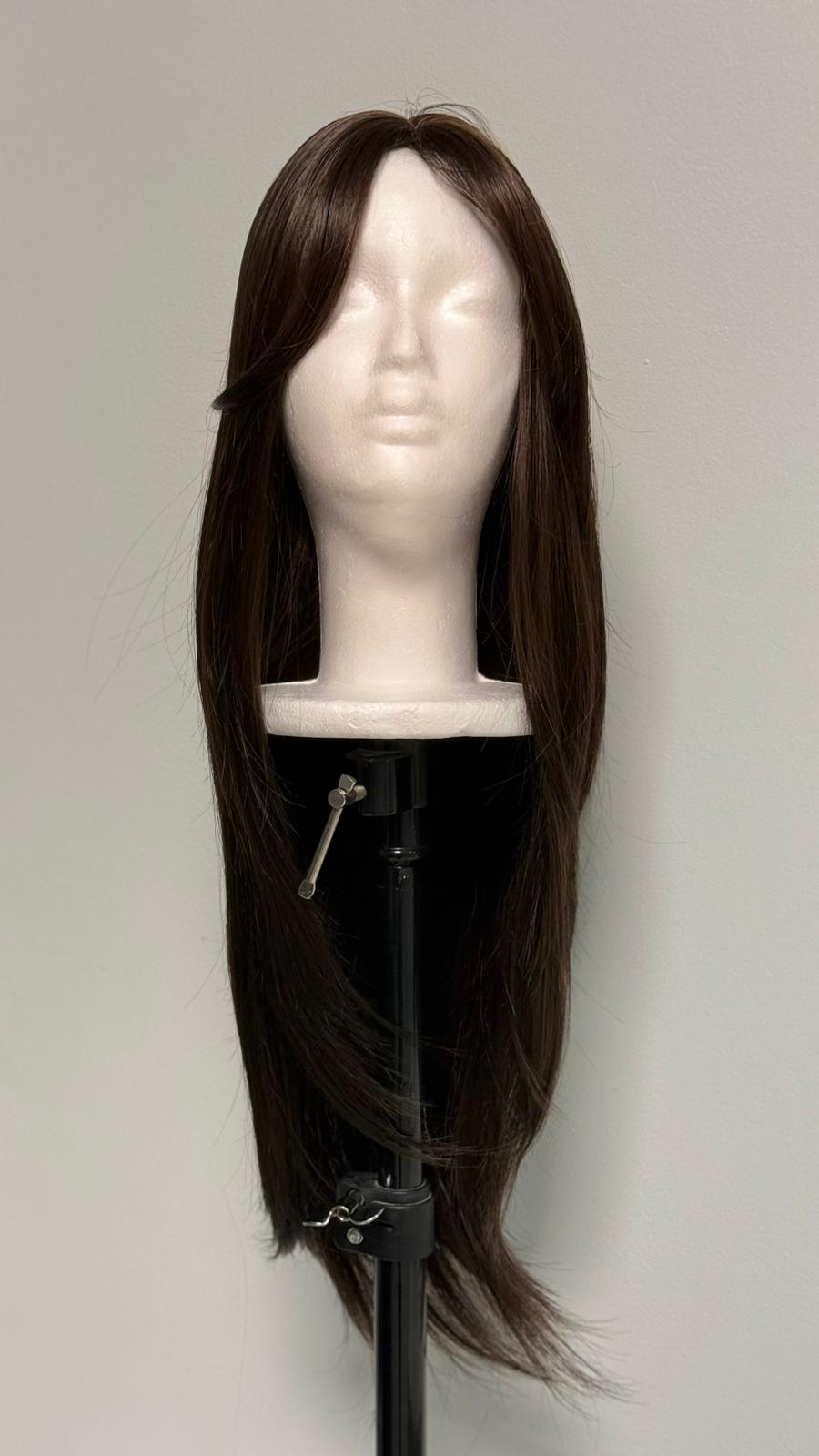 Perucă Sintetică "Dark Chocolate" – Păr Lung, Drept și Filat