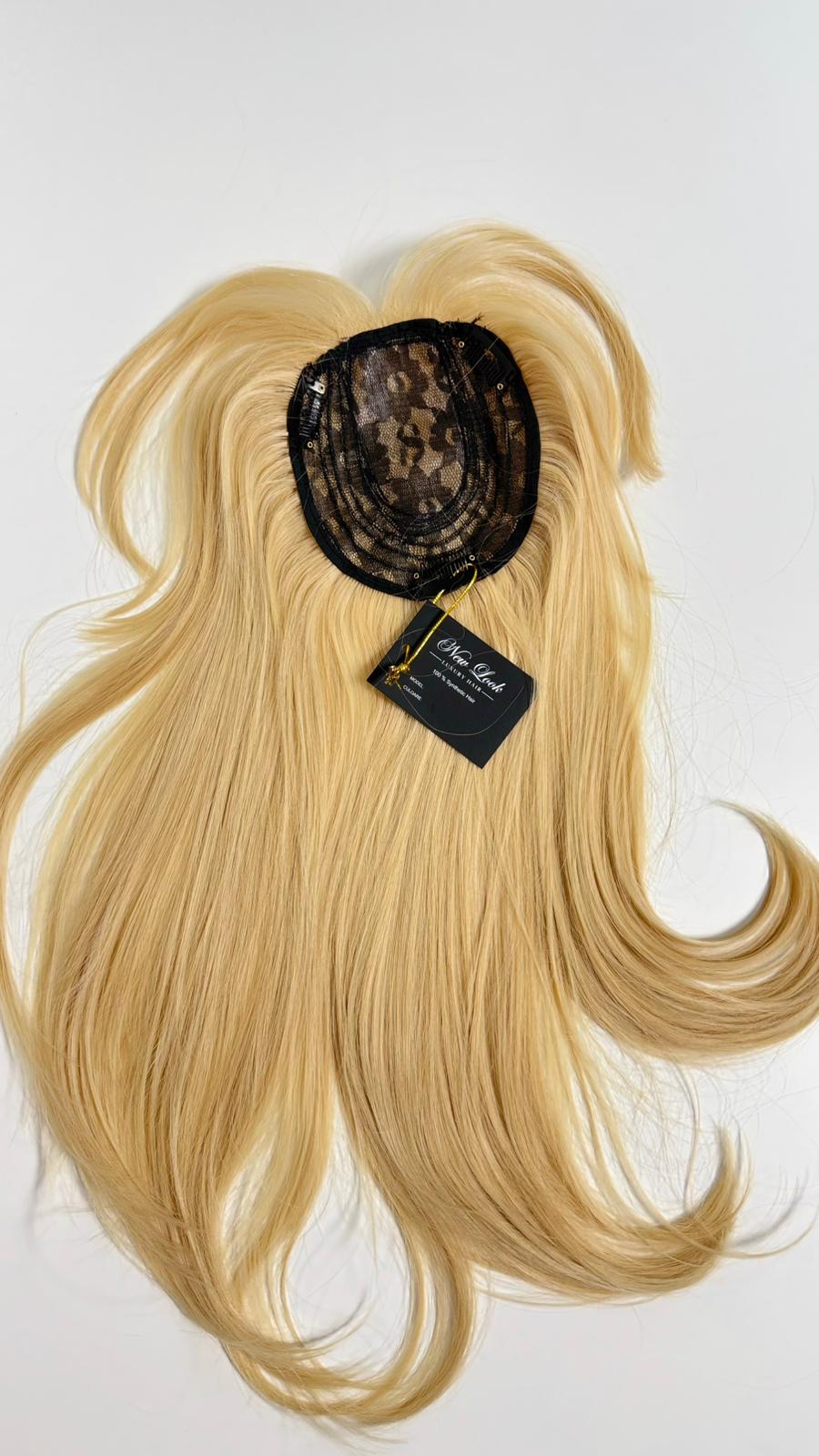 Topper Sintetic Blond Auriu – Volum și Breton "Curtain Bangs"