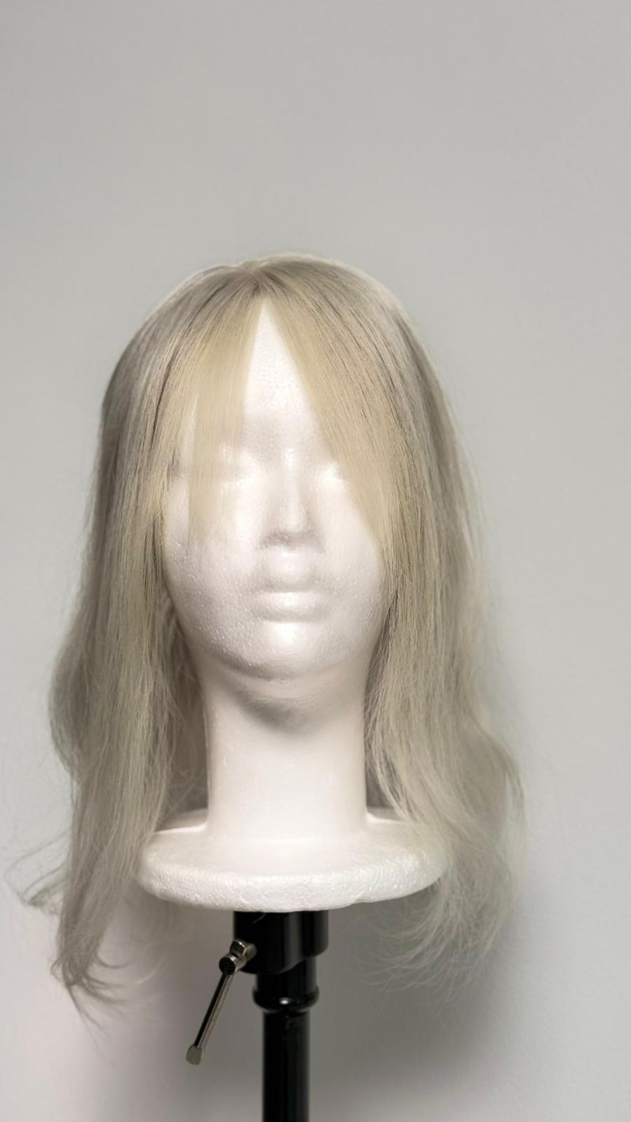 Topper Premium din Păr 100% Natural – Blond Platinat cu Efect de Scalp Natural