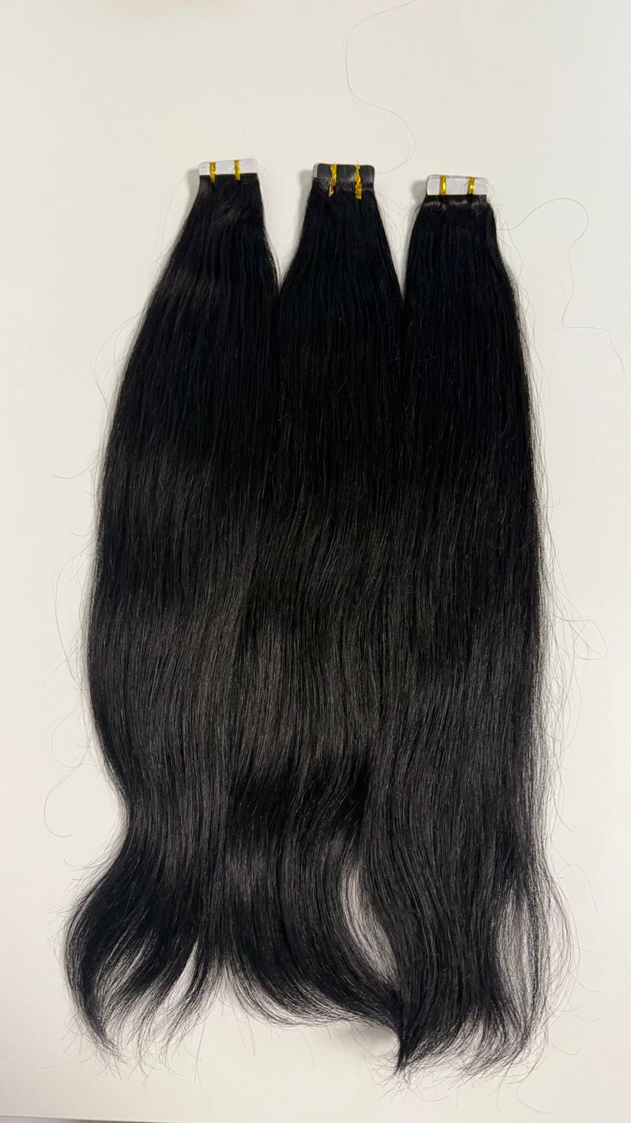 Extensii Tape-On (Bandă Adezivă) din Păr 100% Natural – Negru Intens